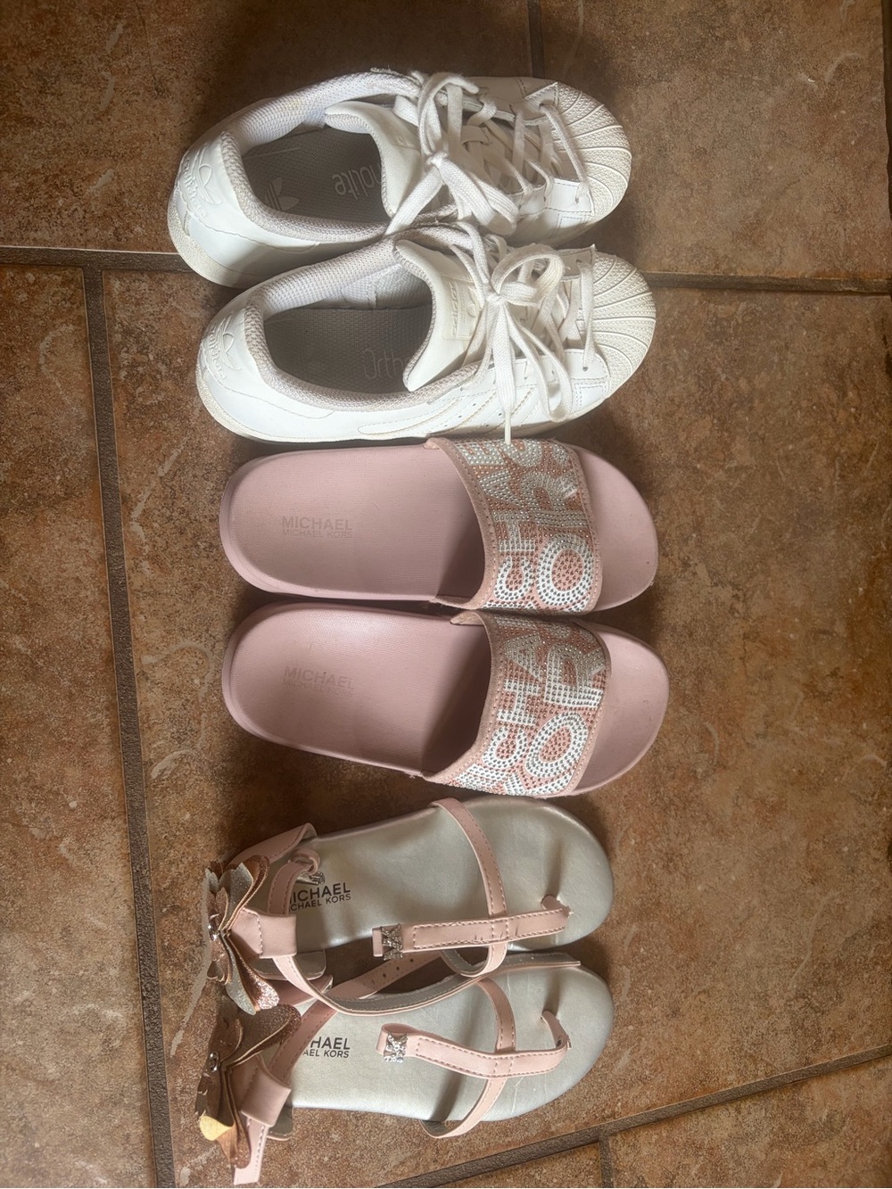 Bundle Girls shoes michael kors and adidas. size varies US13, US 1.5, US 2.